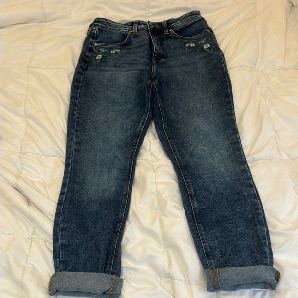 LC Lauren Conrad High-Waisted Blue Ankle Cropped Jeans